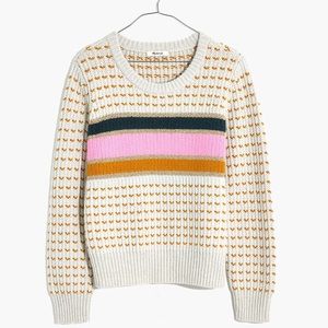 Madewell Sz M Knit Pullover Striped Barfield Sweater